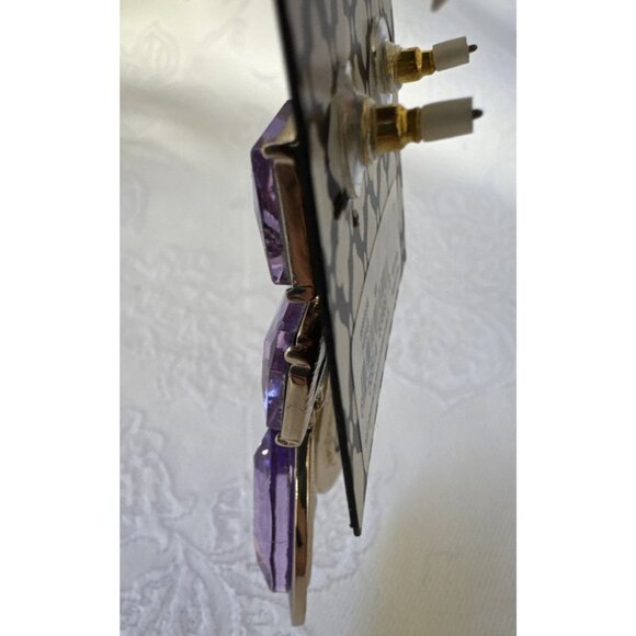 Laundry by Shelli Segal Purple Gem Rhinestone Teardop Dangle Statement NWT - Picture 9 of 14